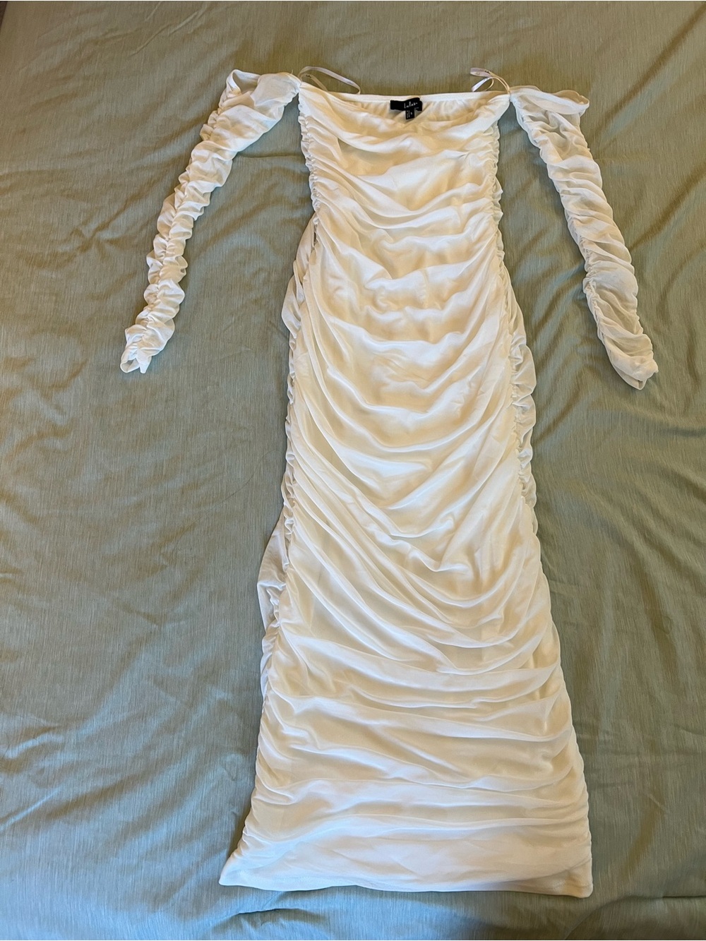 Lulu's White Strapless Ruched Midi Dress - Picture 3 of 15